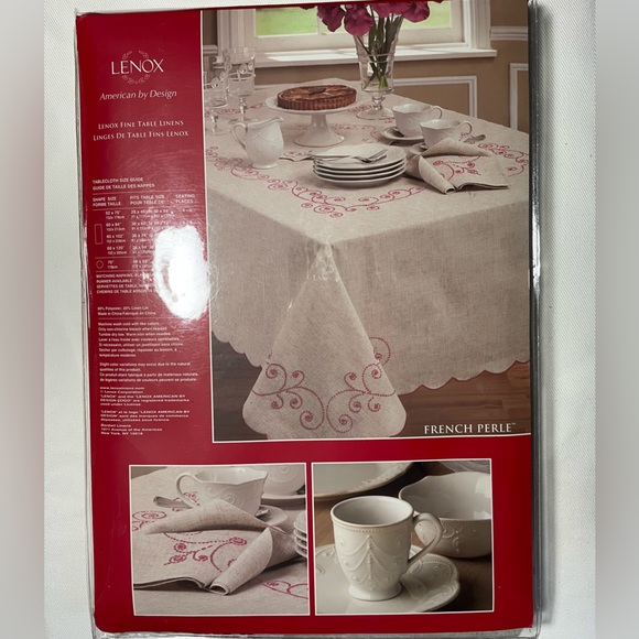 NWT   LENOX TABLECLOTH   FRENCH PERLE   60” x 102” - Picture 2 of 2